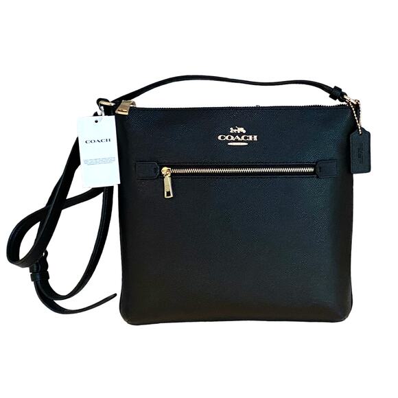 Coach Rowan File Bag Crossbody Purse Black Leather C1556